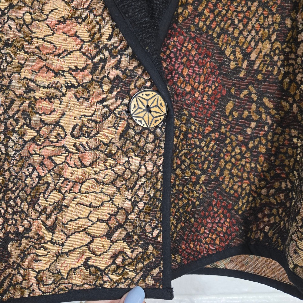Vtg New Identity Snakeskin Tapestry Blazer Medium Cropped Animal Print Jacket - Picture 6 of 6
